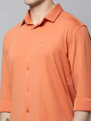 Men Coral Solid Casual Shirt-MONTIKNITS-3363-Coral