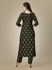 Dark Coffee Embroidered Women Kurta Pant Set-DarkCoffee1024