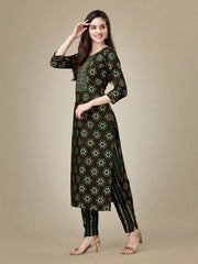 Dark Coffee Embroidered Women Kurta Pant Set-DarkCoffee1024
