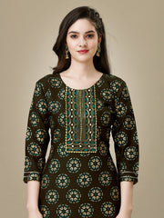 Dark Coffee Embroidered Women Kurta Pant Set-DarkCoffee1024