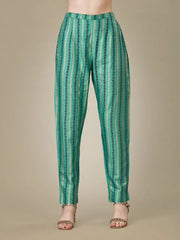 Green Embroidered Women Kurta Pant Set-Pista1025