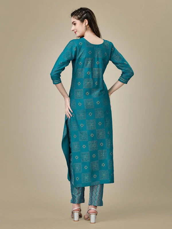 Blue Embroidered Women's Kurta Pant Set | Women's Kurta Sets
