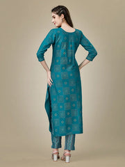 Blue Embroidered Women Kurta Pant Set-Rama1026