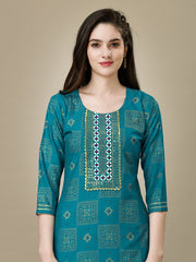 Blue Embroidered Women Kurta Pant Set-Rama1026