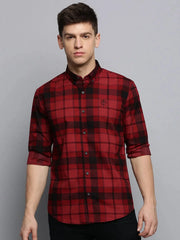 Men Maroon Checked Casual Shirt-RAFFLERIMPORTCHECKS-4743-Maroon