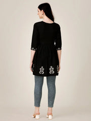 Black Embroidered Women Top-1050