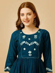 Blue Embroidered Women Top-1050