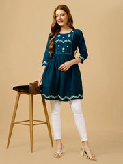 Blue Embroidered Women Top-1050