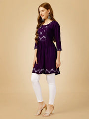 Purple Embroidered Women Top-1050