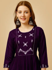 Purple Embroidered Women Top-1050