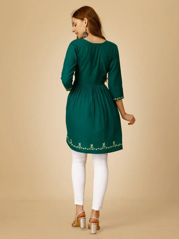 Rama Embroidered Tunic Top for Women - Indian Kurta Ladies