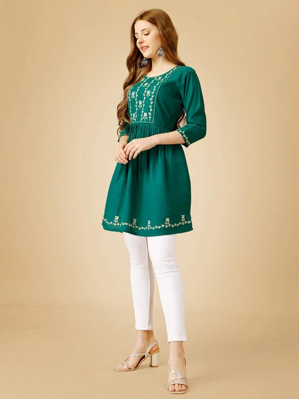 Rama Embroidered Tunic Top for Women - Indian Kurta Ladies