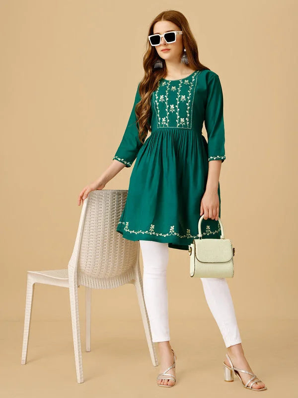 Rama Embroidered Tunic Top for Women - Indian Kurta Ladies