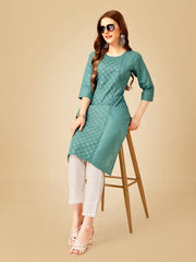 Teal Embroidered Women Kurta Pant Set-Teal1051