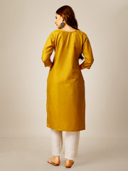 Yellow Embroidered Women Kurta Pant Set-Yellow1051