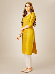 Yellow Embroidered Women Kurta Pant Set-Yellow1051