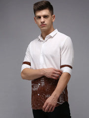 Men White Printed Casual Shirt-LARGEPRINT-1665-White