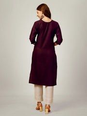 Purple Embroidered Women Kurta Pant Set-Darkpurple1062