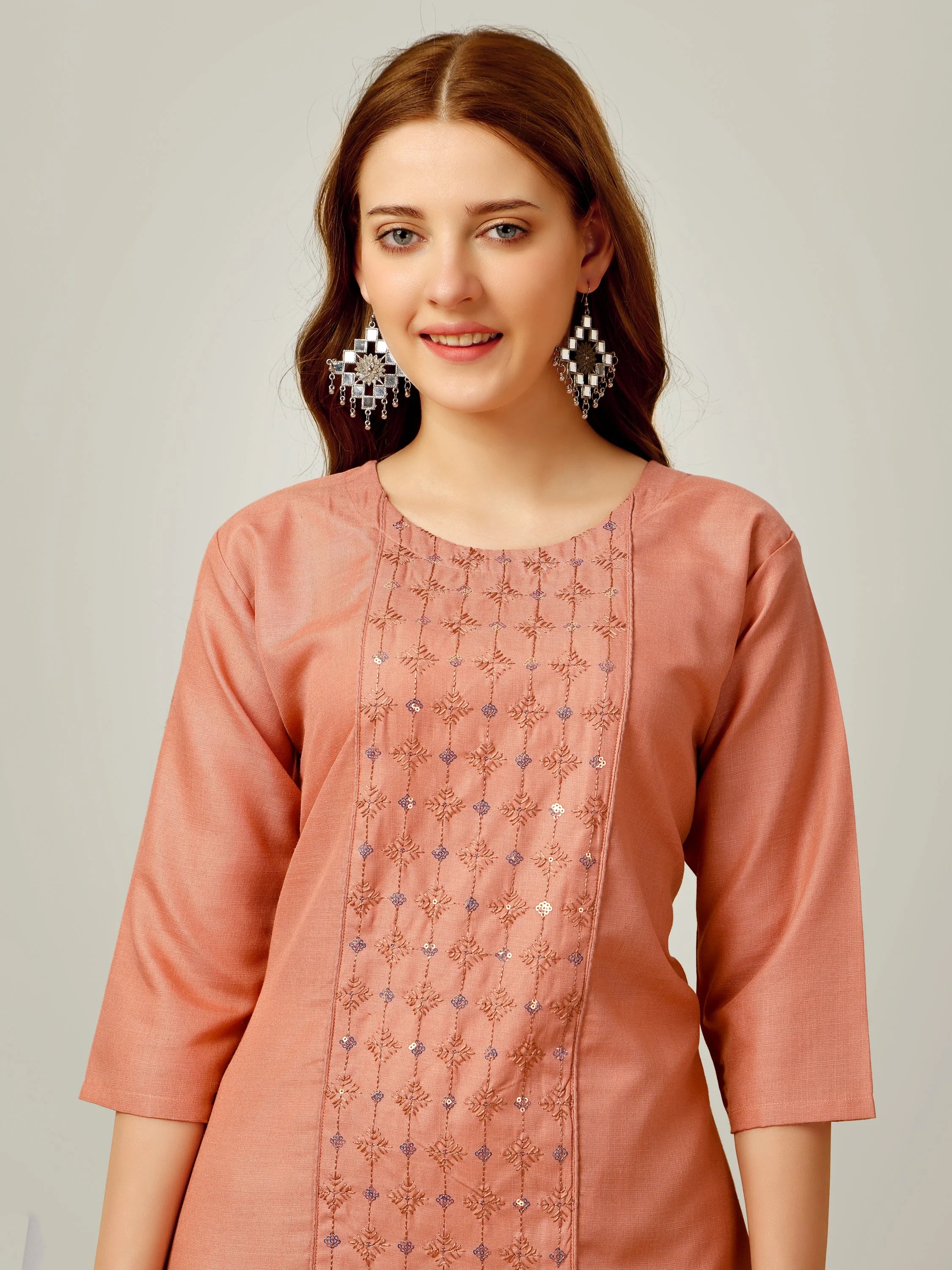 Coral Embroidered Women's Kurta Set | Cotton Designer Kurta Sets