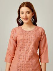 Coral Embroidered Women Kurta Pant Set-Gajri1062
