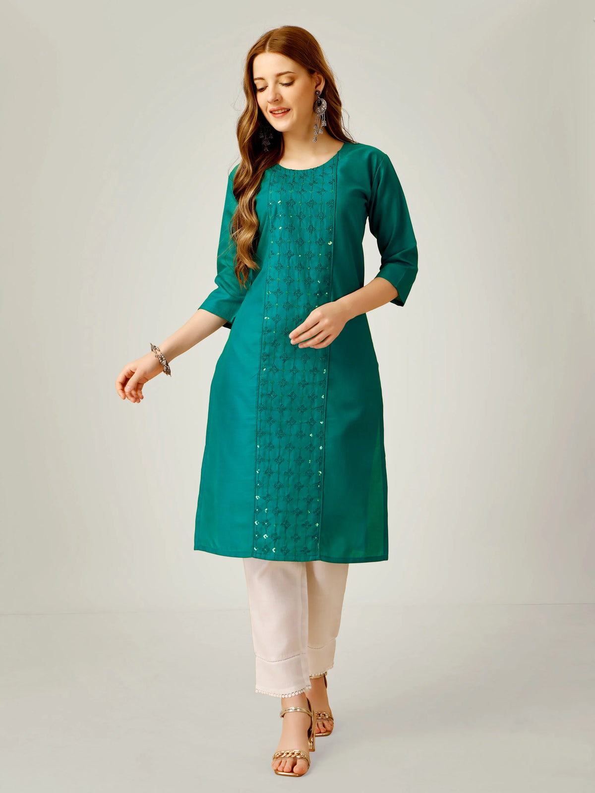 Light Green Embroidered Women Kurta Pant Set-Lightgreen1062