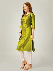 Green Embroidered Women Kurta Pant Set-Parrot1062