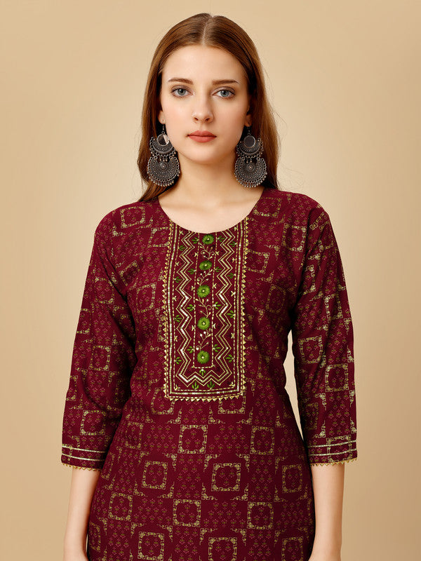 Purple Embroidered Kurta Pant Set - Designer Women's Kurta Sets