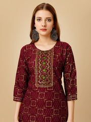 Purple Embroidered Women Kurta Pant Set-Purple1063