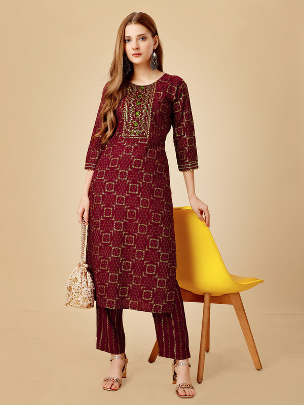 Purple Embroidered Kurta Pant Set - Designer Women's Kurta Sets
