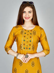 Yellow Embroidered Women Kurta Pant Set-Yellow1067