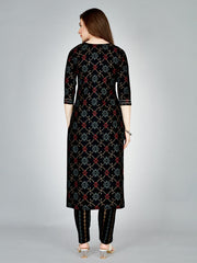 Black Embroidered Women Kurta Pant Set-Black1069