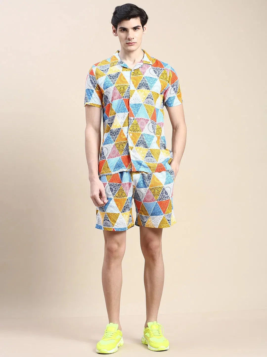 Casual Co ord Set Men - Multi Printed Cotton Two Piece Sets