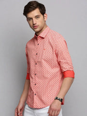 Men Orange Printed Casual Shirt-JUPITERPRINT-3387-Orange