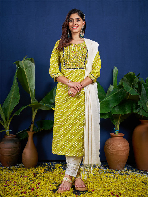 Parrot Green Women's Kurta Set | Designer Indian Kurta Sets