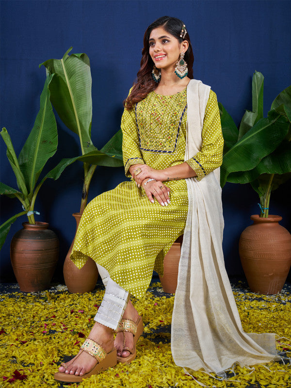 Parrot Green Women's Kurta Set | Designer Indian Kurta Sets