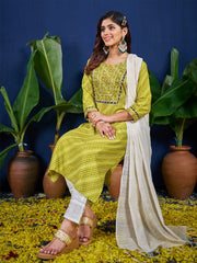 Women Kurta Pant Dupatta Set-1077PARROT