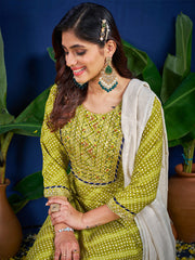 Women Kurta Pant Dupatta Set-1077PARROT