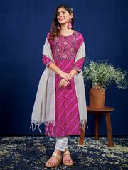 Women Kurta Pant Dupatta Set-1077PURPLE