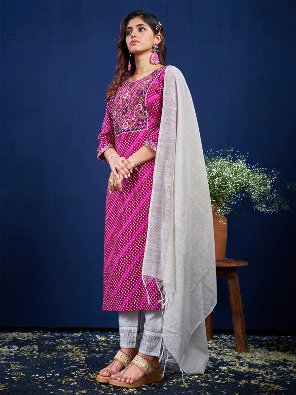 Purple Embroidered Kurta Set: Designer Indian Kurta Sets