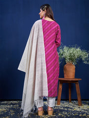 Women Kurta Pant Dupatta Set-1077PURPLE