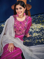 Women Kurta Pant Dupatta Set-1077PURPLE