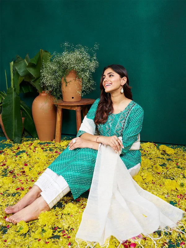 Rama Green Embroidered Women's Kurta Set | Indian Kurta Sets