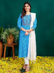 Women Kurta Pant Dupatta Set-1077SKYBLUE