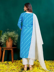 Women Kurta Pant Dupatta Set-1077SKYBLUE