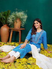 Women Kurta Pant Dupatta Set-1077SKYBLUE
