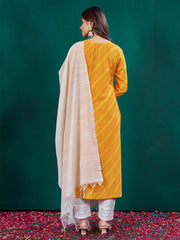 Women Kurta Pant Dupatta Set-1077YELLOW