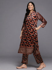 Women Floral Printed Regular Gotta Patti Velvet Kurta with Trousers-AP-AHKUPZ-COMBO-1079