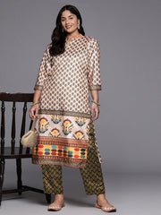 Women Floral Printed Regular Gotta Patti Velvet Kurta with Trousers-AP-AHKUPZ-COMBO-1080