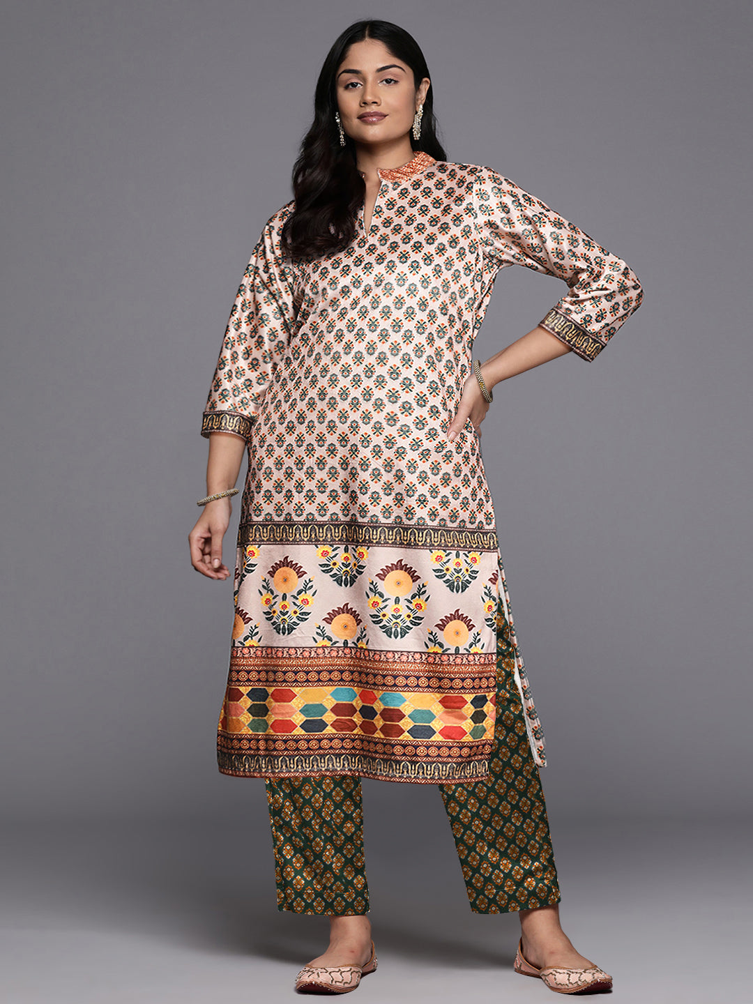Women's Floral Kurta Set | Polyester Indian Kurta Sets Online