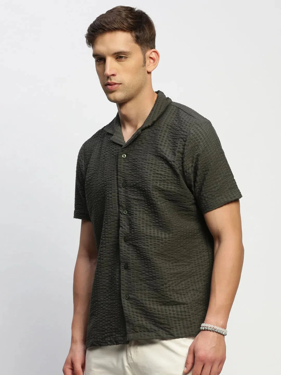 Men's Green Solid Cotton Shirt - Stylish Casual Mens Shirt